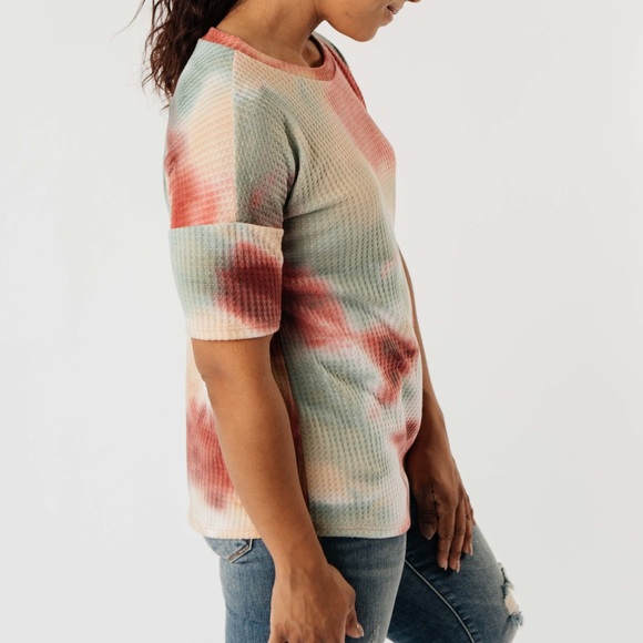 Waffle Knit Tie Dye Top in Sunrise - Picture 10 of 15
